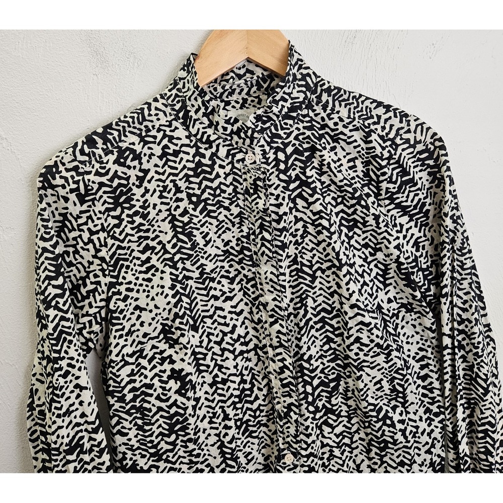 J.Crew‎ The Perfect Shirt Button Down 100% Cotton Black Cream Women's Size 6 - Picture 2 of 7